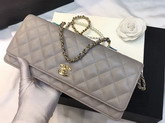 Chanel Flap Bag Lambskin Fantasy Pearls Gold Metal Grey for Sale