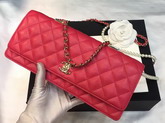 Chanel Flap Bag Lambskin Fantasy Pearls Gold Metal Red for Sale