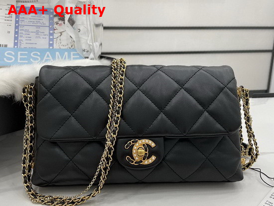 Chanel Flap Bag Lambskin Gold Metal Black Ref AS2563 Replica