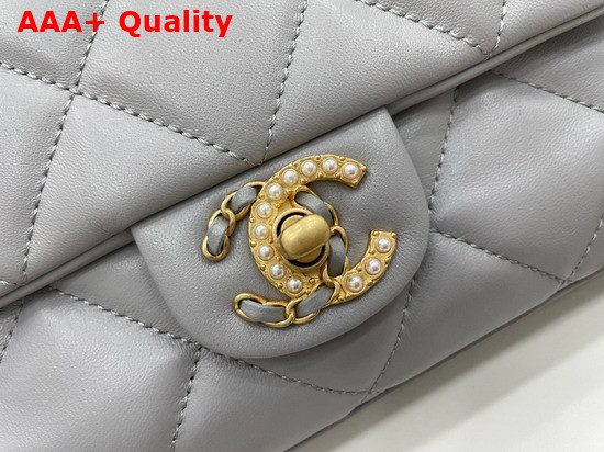 Chanel Flap Bag Lambskin Gold Metal Gray Ref AS2563 Replica