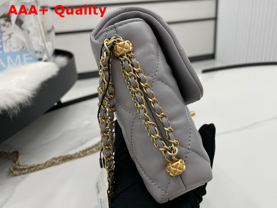 Chanel Flap Bag Lambskin Gold Metal Gray Ref AS2563 Replica