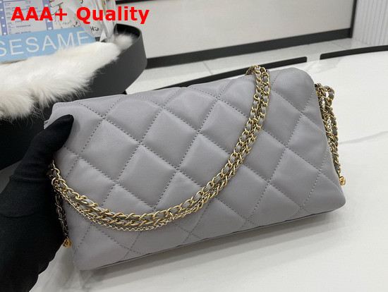 Chanel Flap Bag Lambskin Gold Metal Gray Ref AS2563 Replica