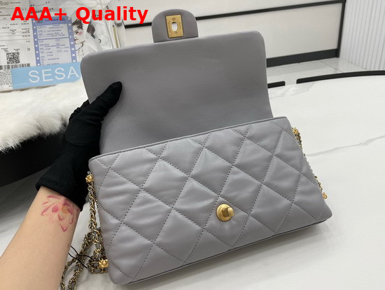 Chanel Flap Bag Lambskin Gold Metal Gray Ref AS2563 Replica