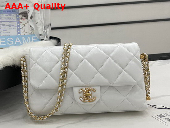 Chanel Flap Bag Lambskin Gold Metal White Ref AS2563 Replica