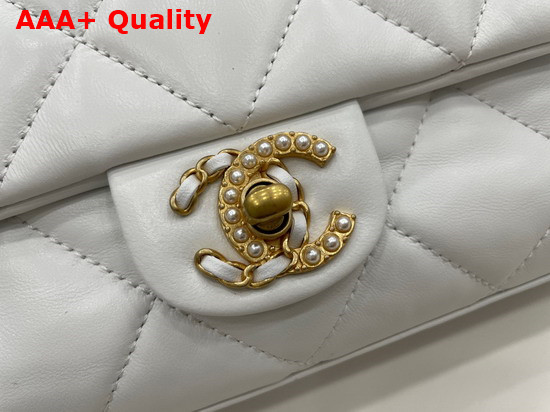 Chanel Flap Bag Lambskin Gold Metal White Ref AS2563 Replica