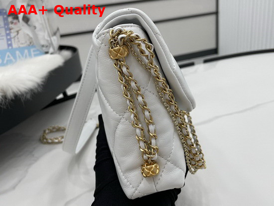 Chanel Flap Bag Lambskin Gold Metal White Ref AS2563 Replica