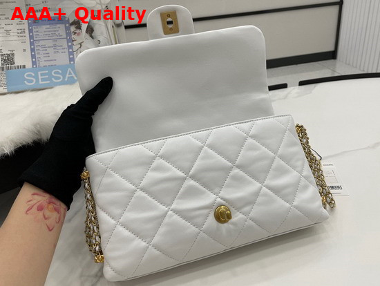 Chanel Flap Bag Lambskin Gold Metal White Ref AS2563 Replica