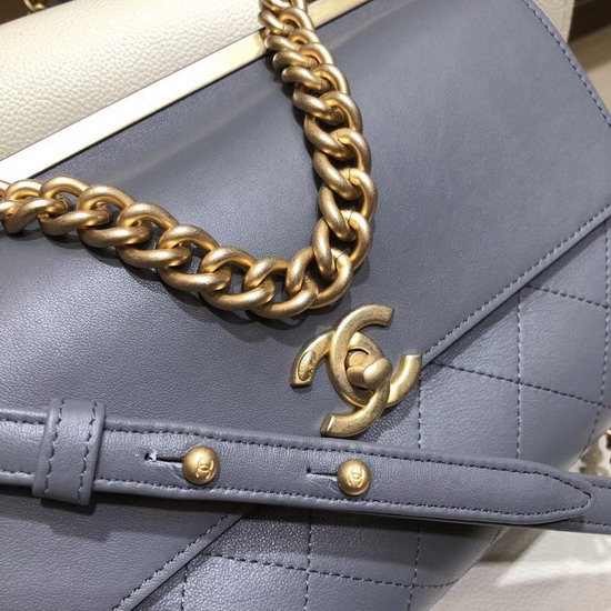 Chanel Flap Bag Lambskin Gold Tone Metal Light Blue