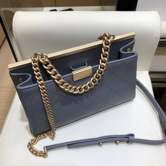 Chanel Flap Bag Lambskin Gold Tone Metal Light Blue