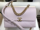 Chanel Flap Bag Lambskin Gold Tone Metal Light Pink