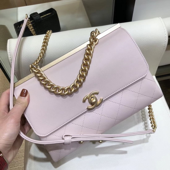 Chanel Flap Bag Lambskin Gold Tone Metal Light Pink