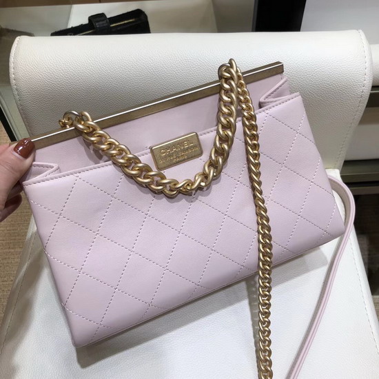 Chanel Flap Bag Lambskin Gold Tone Metal Light Pink