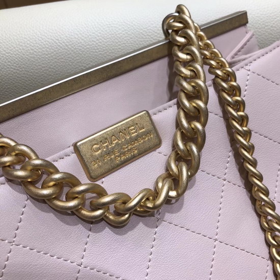 Chanel Flap Bag Lambskin Gold Tone Metal Light Pink