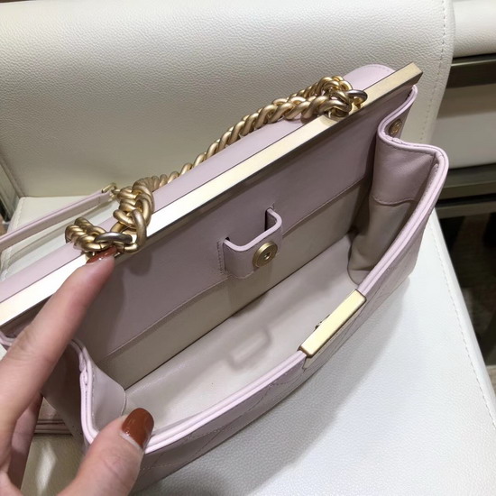 Chanel Flap Bag Lambskin Gold Tone Metal Light Pink