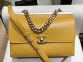 Chanel Flap Bag Lambskin Gold Tone Metal Yellow