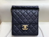 Chanel Flap Bag Lambskin Imitation Pearls and Gold Tone Metal Black AS0580