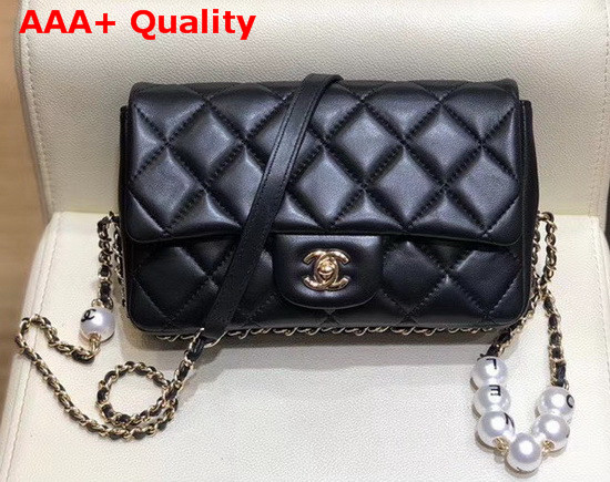 Chanel Flap Bag Lambskin Imitation Pearls and Gold Tone Metal Black AS1533 Replica