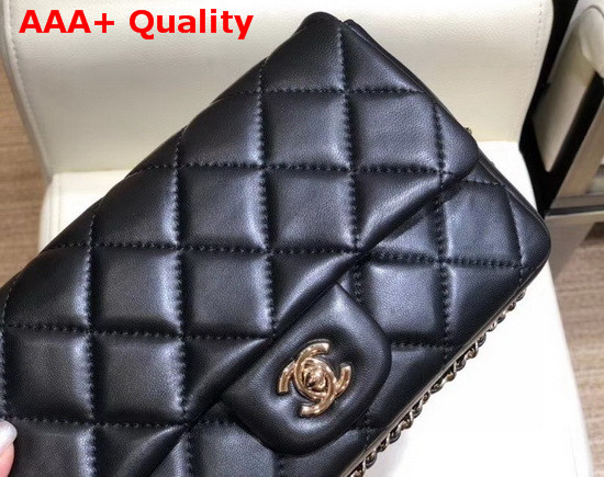 Chanel Flap Bag Lambskin Imitation Pearls and Gold Tone Metal Black AS1533 Replica