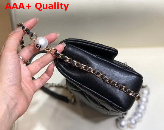 Chanel Flap Bag Lambskin Imitation Pearls and Gold Tone Metal Black AS1533 Replica