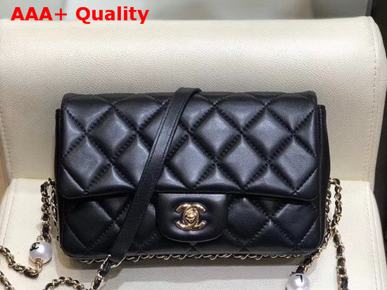 Chanel Flap Bag Lambskin Imitation Pearls and Gold Tone Metal Black AS1533 Replica