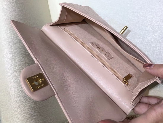 Chanel Flap Bag Lambskin Imitation Pearls and Gold Tone Metal Pink AS0582