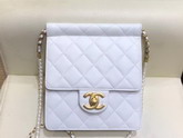 Chanel Flap Bag Lambskin Imitation Pearls and Gold Tone Metal White AS0580