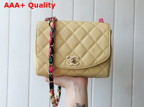 Chanel Flap Bag Lambskin Mixed Fibers and Gold Tone Metal Beige AS2411 Replica