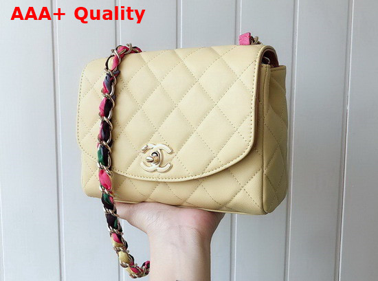 Chanel Flap Bag Lambskin Mixed Fibers and Gold Tone Metal Beige AS2411 Replica