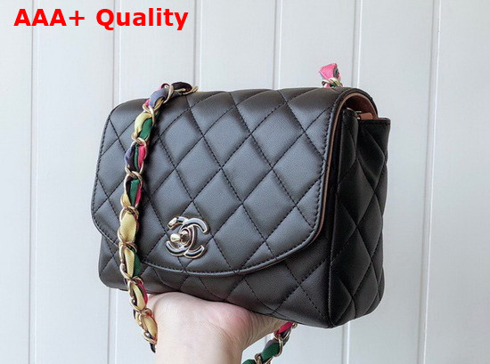 Chanel Flap Bag Lambskin Mixed Fibers and Gold Tone Metal Black AS2411 Replica