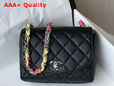 Chanel Flap Bag Lambskin Mixed Fibers and Gold Tone Metal Black AS2411 Replica