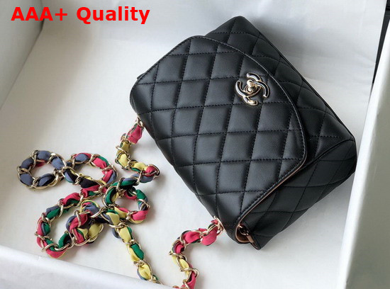 Chanel Flap Bag Lambskin Mixed Fibers and Gold Tone Metal Black AS2411 Replica