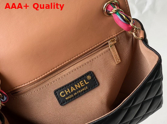 Chanel Flap Bag Lambskin Mixed Fibers and Gold Tone Metal Black AS2411 Replica