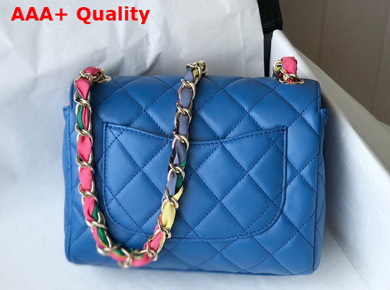 Chanel Flap Bag Lambskin Mixed Fibers and Gold Tone Metal Blue AS2411 Replica