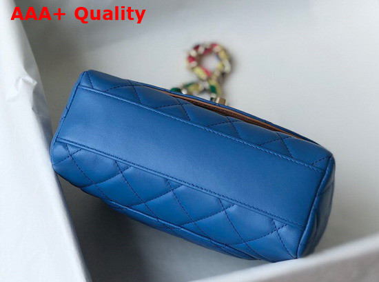 Chanel Flap Bag Lambskin Mixed Fibers and Gold Tone Metal Blue AS2411 Replica