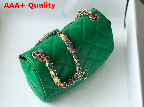 Chanel Flap Bag Lambskin Mixed Fibers and Gold Tone Metal Green AS2411 Replica