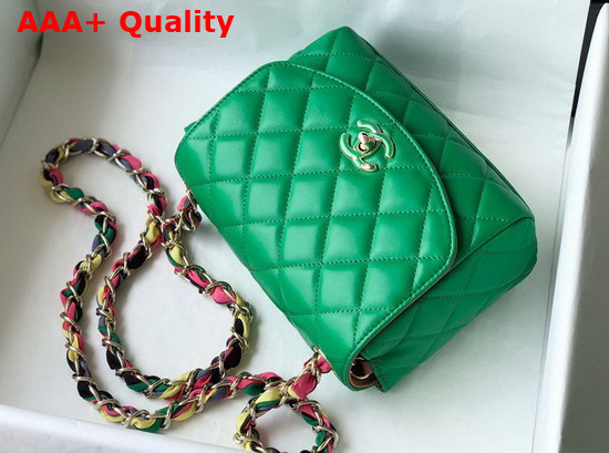 Chanel Flap Bag Lambskin Mixed Fibers and Gold Tone Metal Green AS2411 Replica