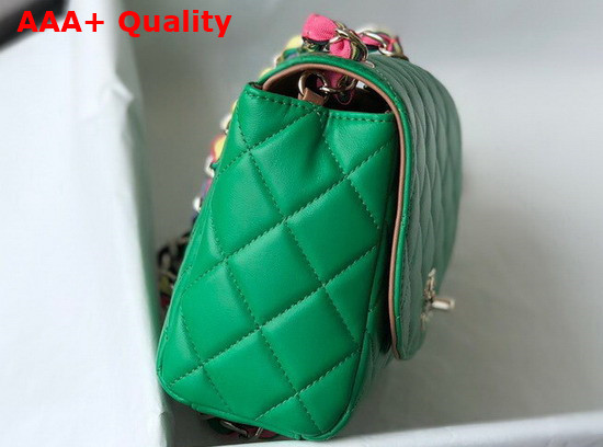 Chanel Flap Bag Lambskin Mixed Fibers and Gold Tone Metal Green AS2411 Replica