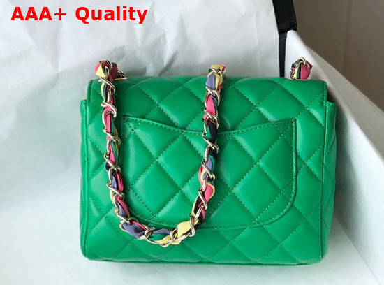 Chanel Flap Bag Lambskin Mixed Fibers and Gold Tone Metal Green AS2411 Replica