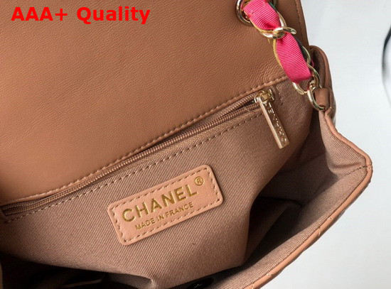 Chanel Flap Bag Lambskin Mixed Fibers and Gold Tone Metal Nude AS2411 Replica