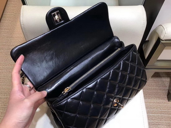 Chanel Flap Bag Lambskin Python Gold Tone Metal Black A57947