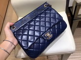 Chanel Flap Bag Lambskin Python Gold Tone Metal Blue A57947