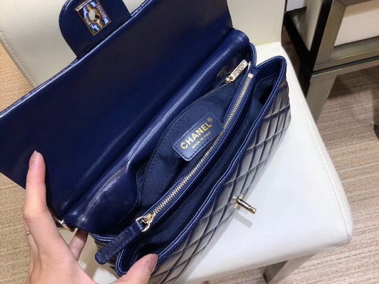 Chanel Flap Bag Lambskin Python Gold Tone Metal Blue A57947