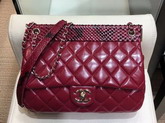 Chanel Flap Bag Lambskin Python Gold Tone Metal Red A57947