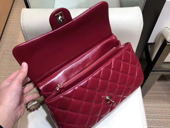 Chanel Flap Bag Lambskin Python Gold Tone Metal Red A57947