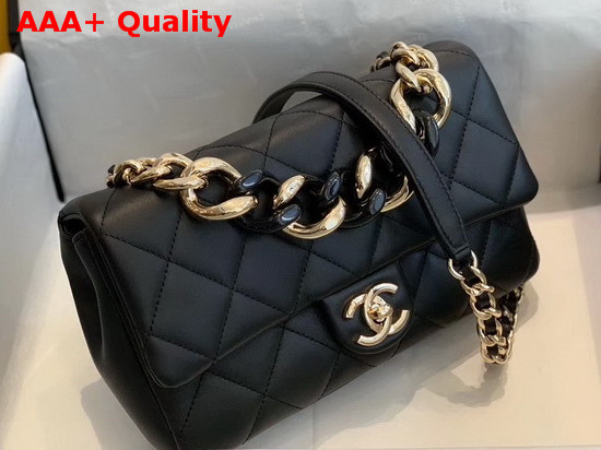 Chanel Flap Bag Lambskin Resin and Gold Tone Metal Black AS1353 Replica