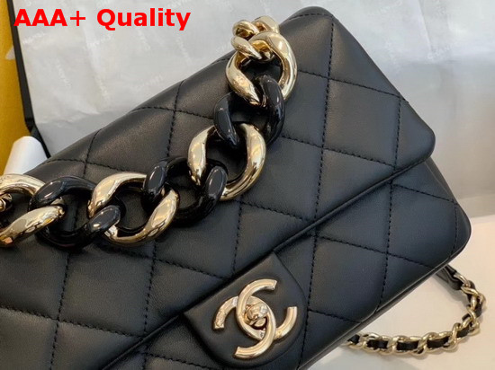 Chanel Flap Bag Lambskin Resin and Gold Tone Metal Black AS1353 Replica