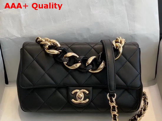 Chanel Flap Bag Lambskin Resin and Gold Tone Metal Black AS1353 Replica