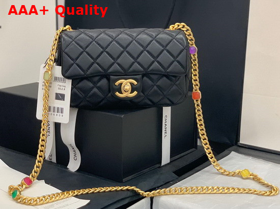 Chanel Flap Bag Lambskin Resin and Gold Tone Metal Black AS2380 Replica