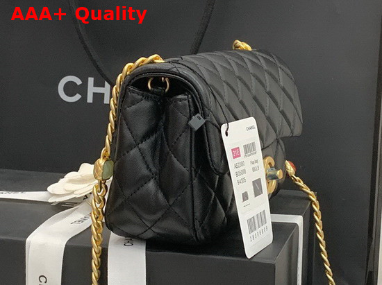 Chanel Flap Bag Lambskin Resin and Gold Tone Metal Black AS2380 Replica