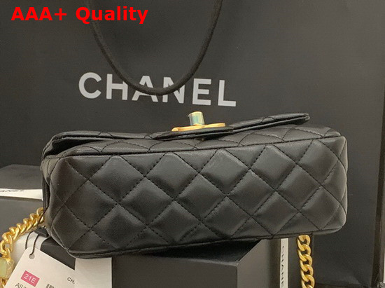 Chanel Flap Bag Lambskin Resin and Gold Tone Metal Black AS2380 Replica